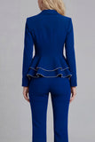 2 Piece Ruffled Fuchsia Slim Fit Women Suits