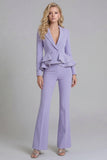 2 Piece Ruffled Fuchsia Slim Fit Women Suits