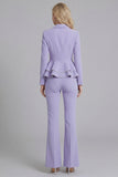 2 Piece Ruffled Fuchsia Slim Fit Women Suits