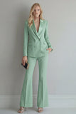 Blue 2 Piece Peaked Lapel Double Breasted Women Suits