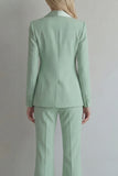 Blue 2 Piece Peaked Lapel Double Breasted Women Suits