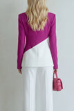 Colorblock Black Pink 2 Piece Slim Fit Women Suits