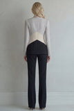 Blue Navy Cut Out 2 Piece Colorblock Slim Fit Women Suits