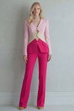 Blue Navy Cut Out 2 Piece Colorblock Slim Fit Women Suits