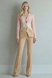 Blue Navy Cut Out 2 Piece Colorblock Slim Fit Women Suits