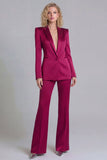 Peaked Lapel Satin Blue 2 Piece Single Buckle Women Suits