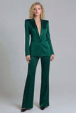 Peaked Lapel Satin Blue 2 Piece Single Buckle Women Suits