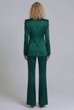 Peaked Lapel Satin Blue 2 Piece Single Buckle Women Suits