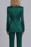 Peaked Lapel Satin Blue 2 Piece Single Buckle Women Suits