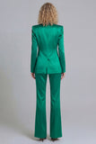 Peaked Lapel Satin Blue 2 Piece Single Buckle Women Suits