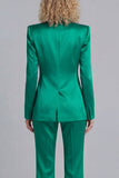 Peaked Lapel Satin Blue 2 Piece Single Buckle Women Suits
