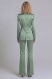 Peaked Lapel Satin Blue 2 Piece Single Buckle Women Suits