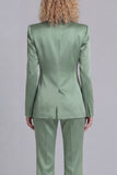 Peaked Lapel Satin Blue 2 Piece Single Buckle Women Suits
