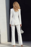 White 2 Piece Peaked Lapel Slim Fit Classic Women Suits