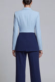 Peaked Lapel Black Pink 2 Piece Single Buckle Colorblock Women Suits