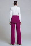 Peaked Lapel Black Pink 2 Piece Single Buckle Colorblock Women Suits