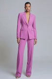 Peaked Lapel 2 Piece Purple Classic Single Buckle Women Suits