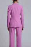 Peaked Lapel 2 Piece Purple Classic Single Buckle Women Suits