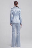 White Peaked Lapel 2 Piece Satin Women Suits