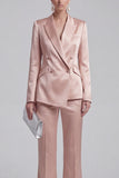 White Peaked Lapel 2 Piece Satin Women Suits