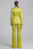 White Peaked Lapel 2 Piece Satin Women Suits