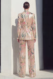 Sparkly Notched Lapel Floral 2 Piece Champagne Women Suits