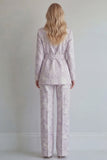 Jacquard Peaked Lapel 2 Piece Lilac Women Suits with Belt