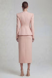 Green 2 Piece Single Buckle Bodycon Women Suits