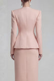 Green 2 Piece Single Buckle Bodycon Women Suits