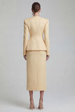 Green 2 Piece Single Buckle Bodycon Women Suits