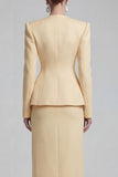 Green 2 Piece Single Buckle Bodycon Women Suits