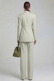 Green Peaked Lapel 2 Piece Double Breasted Women Suits