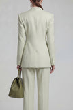 Green Peaked Lapel 2 Piece Double Breasted Women Suits