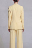 Yellow Notched Lapel 2 Piece Single Buckle Women Suits