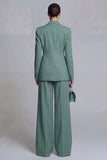 Blue 2 Piece Peaked Lapel Double Breasted Women Suits