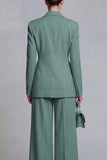 Blue 2 Piece Peaked Lapel Double Breasted Women Suits
