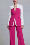 Black 2 Piece Peaked Lapel Slim Fit Women Suits