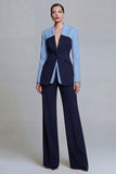 Black 2 Piece Peaked Lapel Slim Fit Women Suits