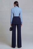 Black 2 Piece Peaked Lapel Slim Fit Women Suits