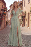 Cold Shoulder Dusty Sage Corset A Line Maxi Prom Dress