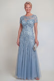 Dark Green A Line Sequin Maxi Mother of the Bride Dress
