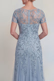 Dark Green A Line Sequin Maxi Mother of the Bride Dress