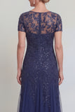 Dark Green A Line Sequin Maxi Mother of the Bride Dress