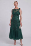 Sparkly Navy A Line Sleeveless Mother of the Bride Dress