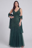 Grey Blue Appliqued A Line Sleeveless Mother of the Bride Dress