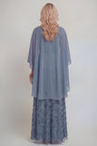 Sparkly Navy A Line V Neck Maxi Mother of the Bride Dress
