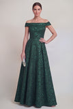 Jacquard Off the Shoulder A Line Blush Mother of the Bride Dress