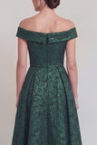 Jacquard Off the Shoulder A Line Blush Mother of the Bride Dress