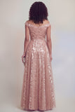 Jacquard Navy A Line Maxi Mother of the Bride Dress