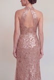 Halter Jacquard Mermaid Sage Green Cut Out Mother of the Bride Dress